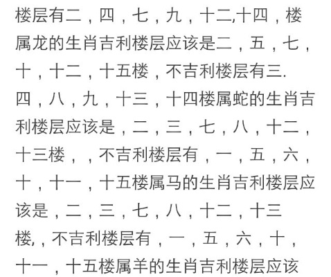 12生肖几楼吉利 12生肖楼层风水适合楼层风水