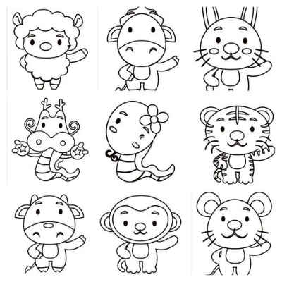 12生肖中动物 12生肖中动物简笔画