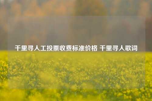 千里寻人工投票收费标准价格 千里寻人歌词