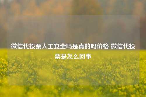 微信代投票人工安全吗是真的吗价格 微信代投票是怎么回事