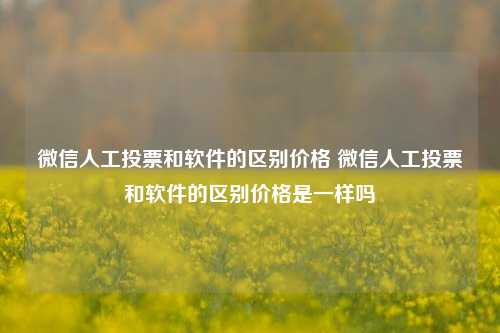 微信人工投票和软件的区别价格 微信人工投票和软件的区别价格是一样吗