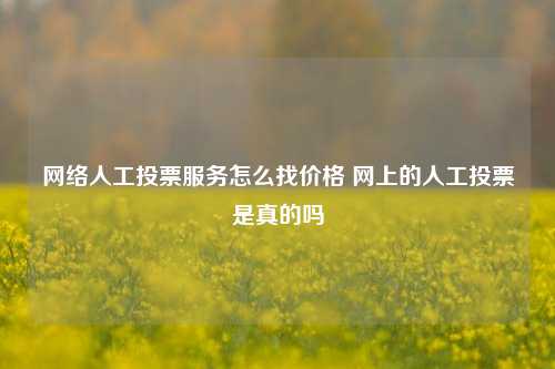 网络人工投票服务怎么找价格 网上的人工投票是真的吗