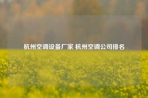 杭州空调设备厂家 杭州空调公司排名