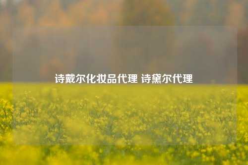 诗戴尔化妆品代理 诗黛尔代理