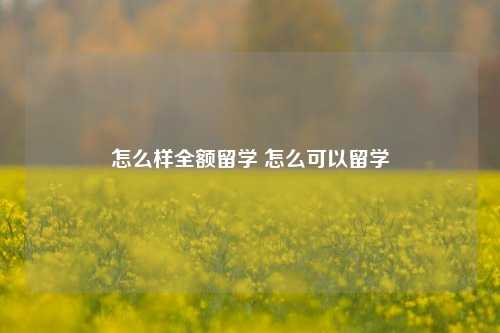 怎么样全额留学 怎么可以留学