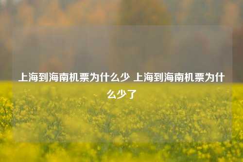 上海到海南机票为什么少 上海到海南机票为什么少了