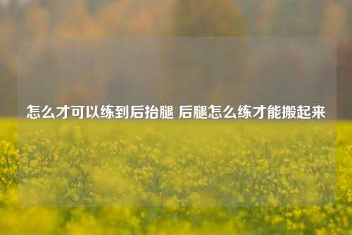 怎么才可以练到后抬腿 后腿怎么练才能搬起来