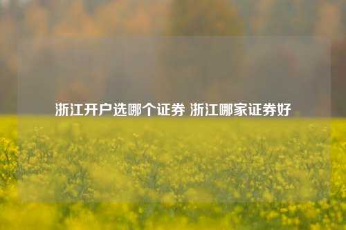 浙江开户选哪个证券 浙江哪家证券好